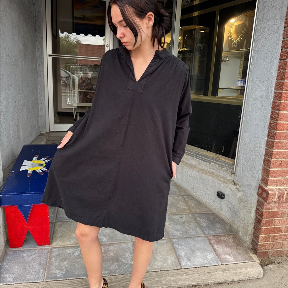 Go Gently Nation Black Organic Cotton Tunic Dress S Minimalist Oversized USA